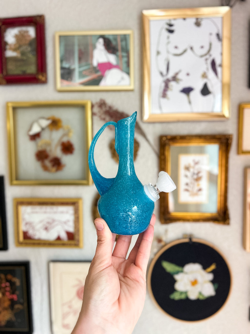 Blue Handblown Mini Pitcher